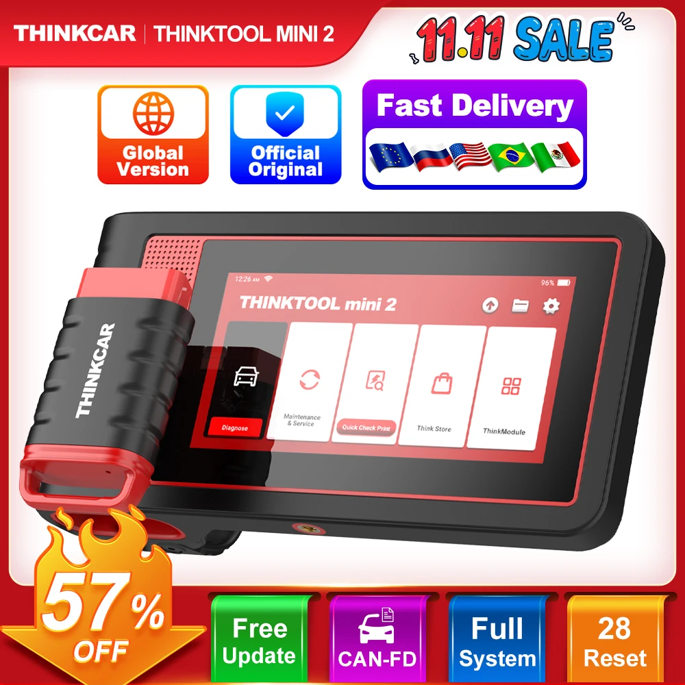 

THINKCAR THINKTOOL MINI Professional Auto OBD2 Scanner Full System Clear Code Read 28 Reset Lifetime Free Car Diagnostic Tool