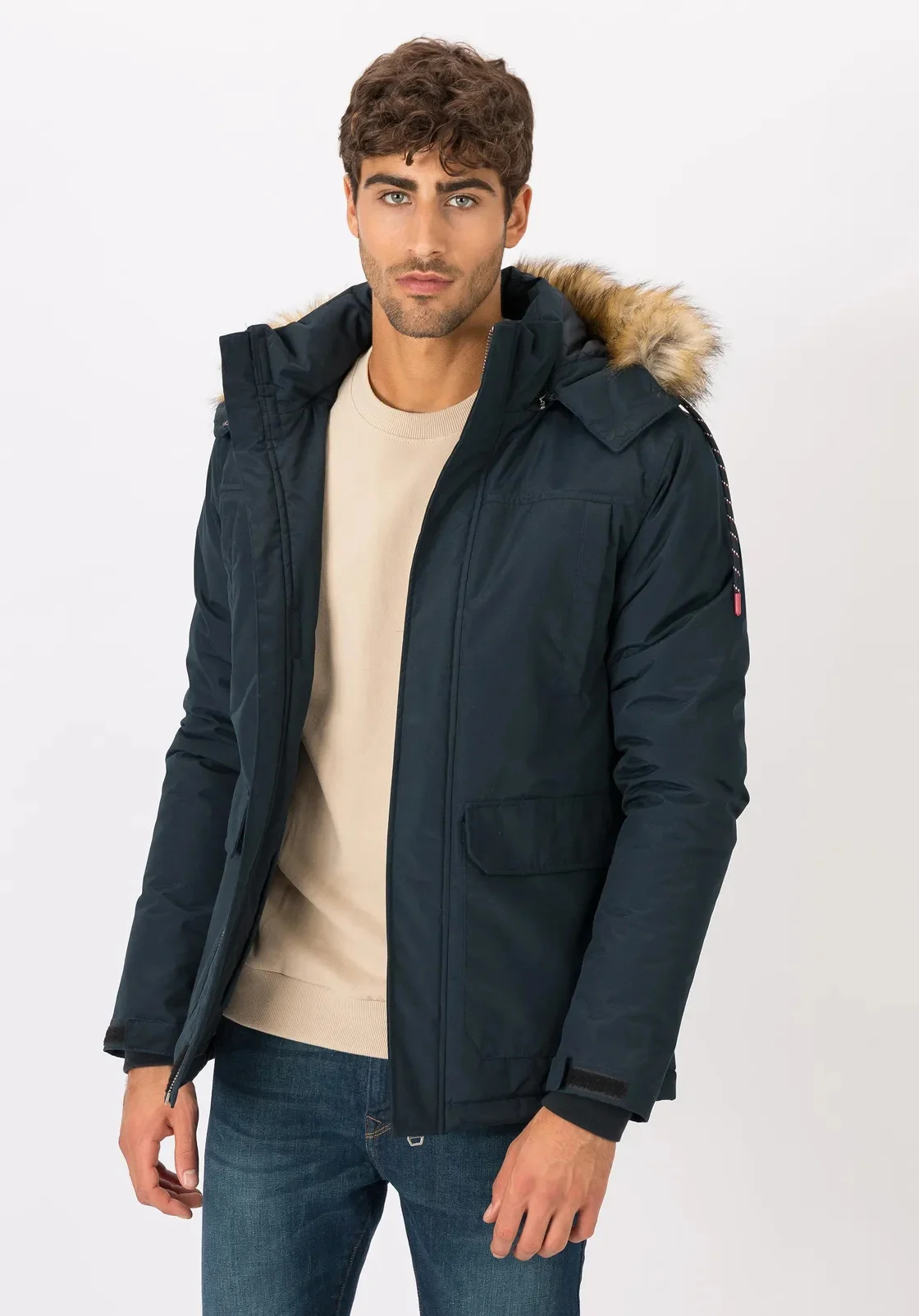 

High Performance Autumn Winter Men's Detachable Hooded Fur Collar Workwear Cotton Jacket Warmth Padded Coat Fashion Urban Style