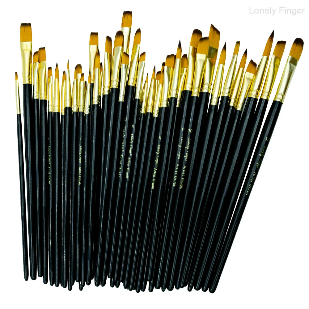 Watercolor Brushes Professional, 12/48pc Artist Paint Brush Set - Synthetic (Round, Flat, Angular,Filbert) for Watercolor Gouach