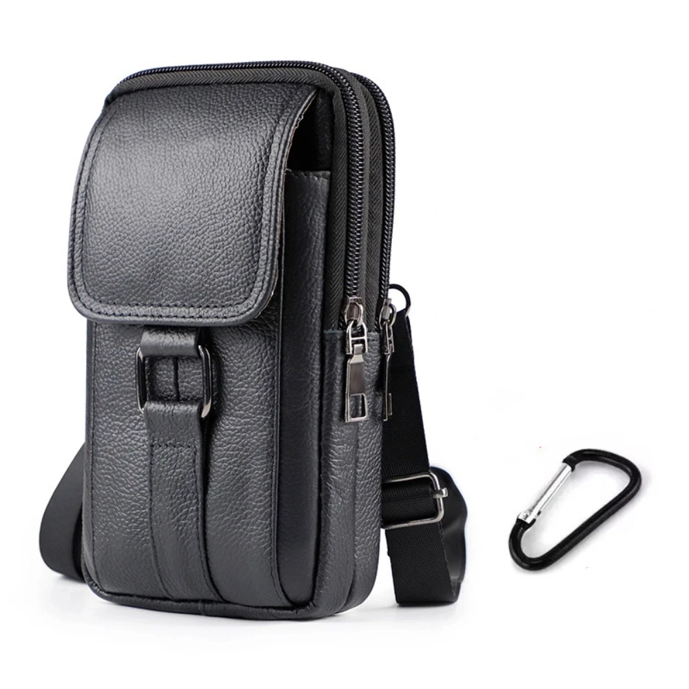 

Портативная мужская поясная сумка из искусственной кожи, большая вместительная нагрудная сумка, многослойные мужские сумки через плечо