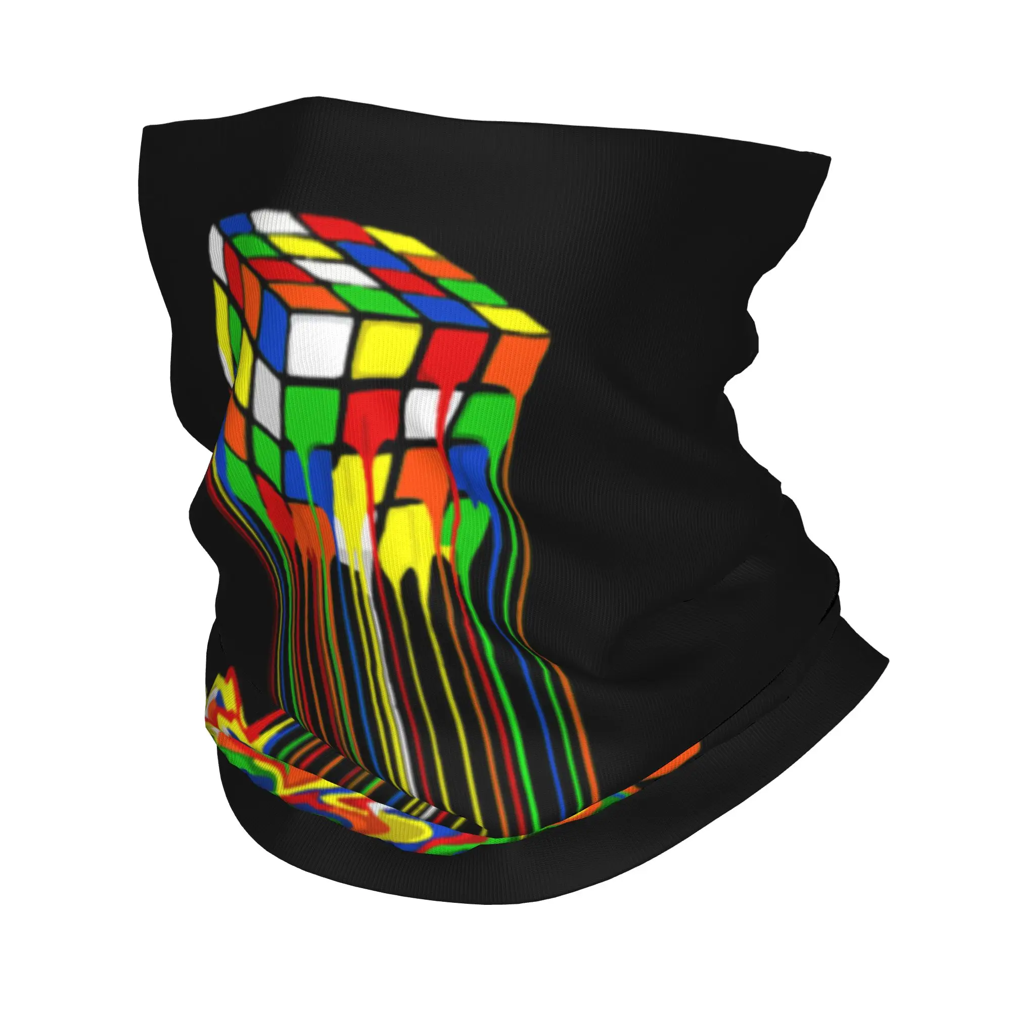 

Custom Rainbow Rubiks Cube Bandana Winter Neck Warmer Windproof Wrap Face Scarf for Hiking Rubix Math Teachers Gaiter Headband