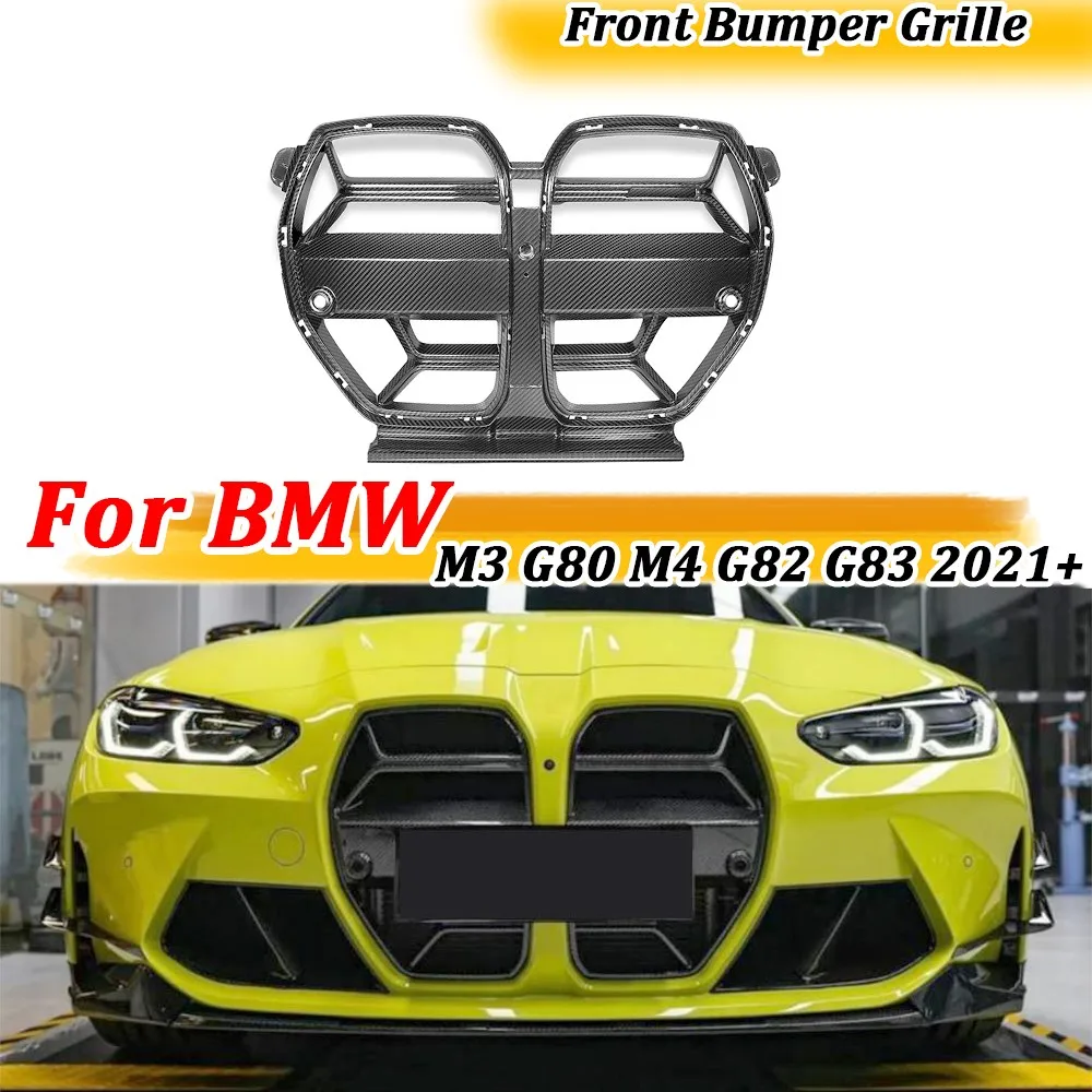 Dry Carbon Fiber Front Bumper Grille For BMW 2021+ M3 G80 M4 G82 G83 2021+ Front Racing Grille Trim Cover Without ACC FRP