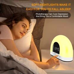 Wake Up Light Alarm Clock With Intelligent Night Light Digital Wake Up Light Workday Alarm Clock Sunrise/Sunset Smart Life