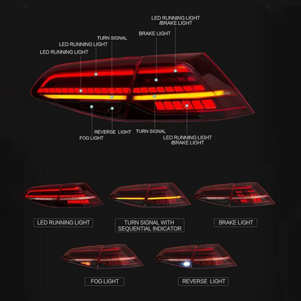 Car Styling Tail Light Assembly For VW MK6 GOLF 7 MK7 2013-2016 LED Tail Lamp LED DRL Dynami Signal Brake Reverse Auto Accessory