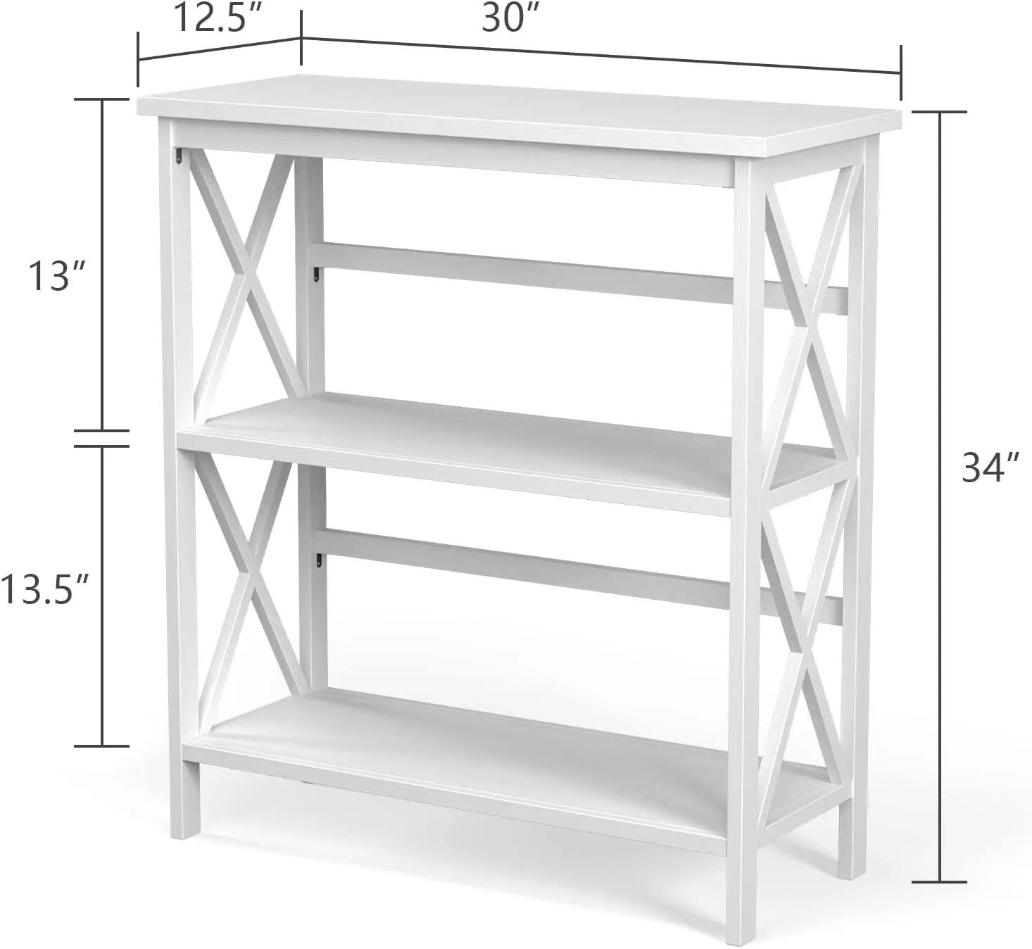 Estantería de 3 niveles, estantería moderna Etagere con estantes abiertos, estante de exhibición de madera, estantería pequeña para espacios pequeños