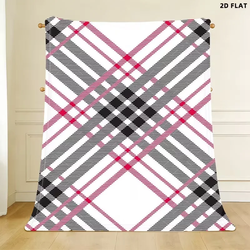 Classic Red Black White Plaid Blanket Retro Tartan Check Print Soft Blanket for Couch Bed Dorm Room Sofa Fashion Home Decor