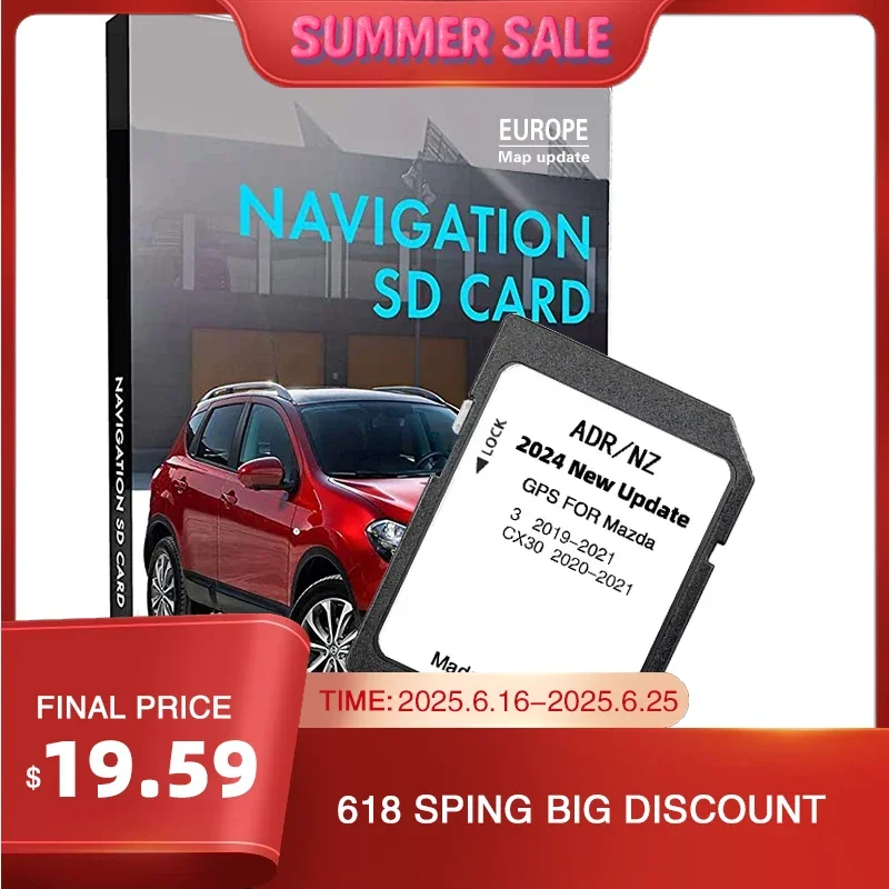 

2024 Australia New Zealand Maps SD Card Update GPS Navigation for Mazda 3 CX-30 2019-2021 Vehicle 16GB Memory Card
