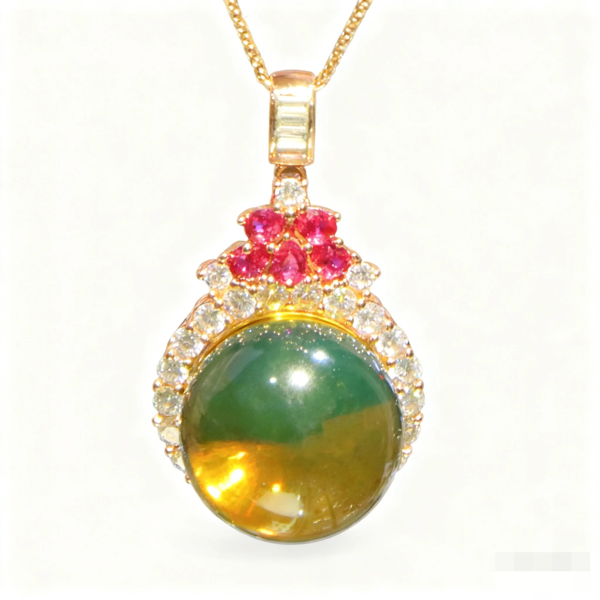 

Natural Mexican Blue Amber Pendant 19mm Solid Silver with Zircon Stones Matching Silver Necklace Jewelry Accessory