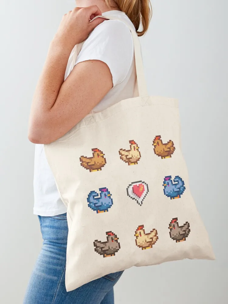 Stardew Valley Chickens Tote Bag حقائب للمتسوقين للنساء حقيبة قماش حقيبة تسوق للسيدات