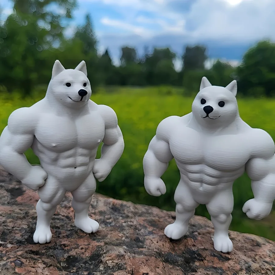 3D Printed Buff Shiba Inu Figurine Funny Muscular Dog Statue Desk Decor Novelty Gag Gift for Men