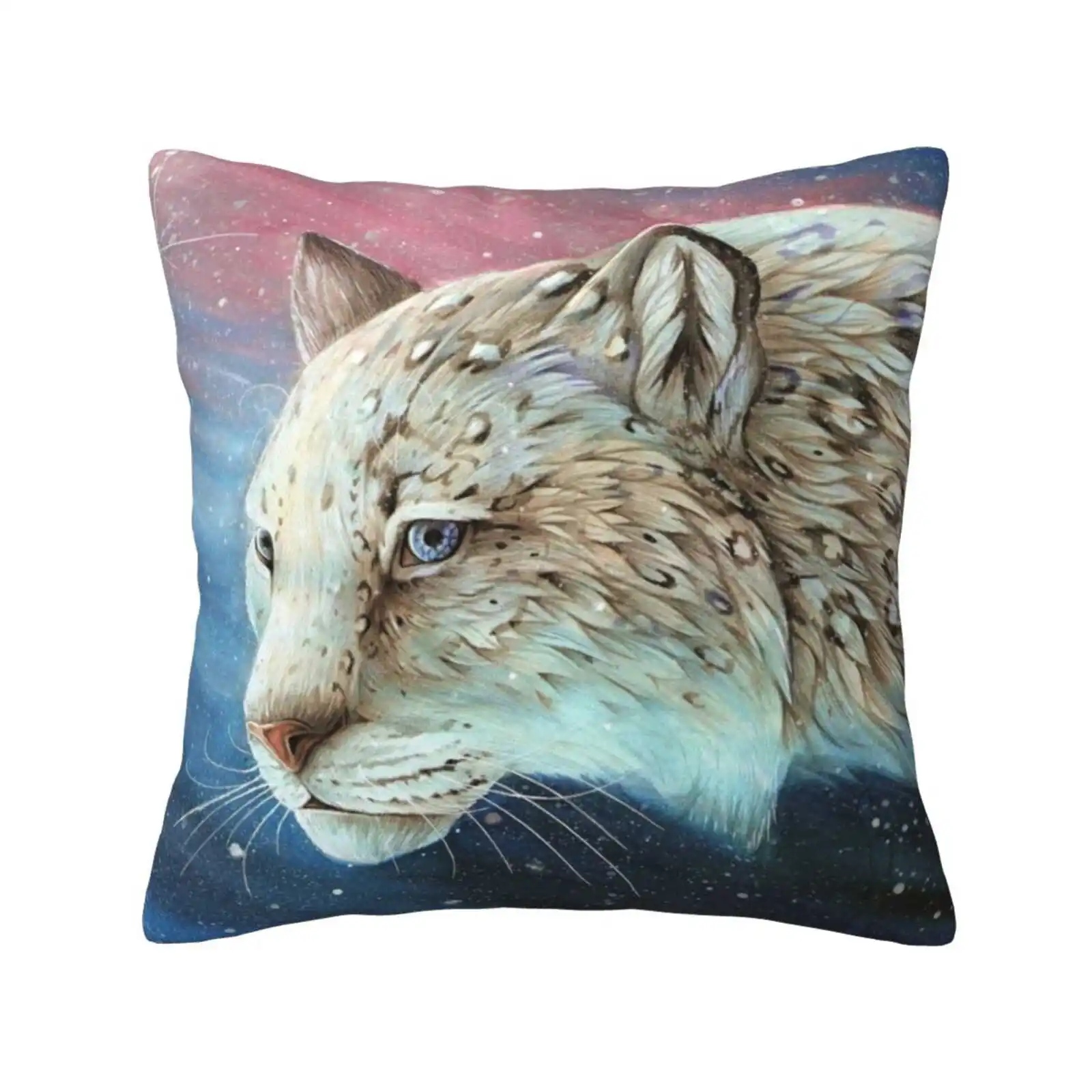 My Lost Snow Pillows Case Bedroom Home Decoration Snow Leopard Winter Christmas Xmas Blue Fantasy Dream Watercolor Watercolour