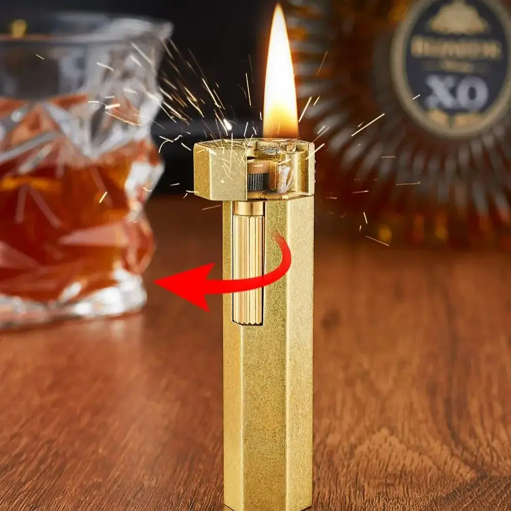 Neues Design Retro mechanisches Kerosinfeuerzeug Vintage Trench Antik Schleifscheibe Kerosinfeuerzeug Einzigartige Zinklegierung