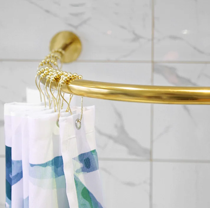 

Stainless Steel 120-165cm Adjustable Luxury Gold Curved Shower Curtain Rod Punch-Free Suction Cups Rail For Bathroom,Locker Room