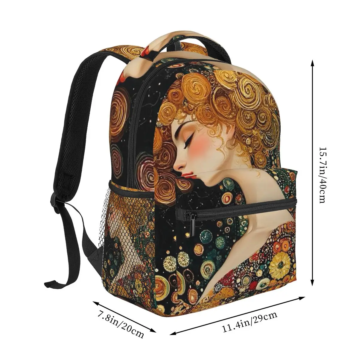 غوستاف كليمت مستوحاة الإناث صورة اللوحة حقائب الظهر بنين بنات الكتب الطلاب الحقائب المدرسية حقيبة كمبيوتر محمول حقيبة كتف