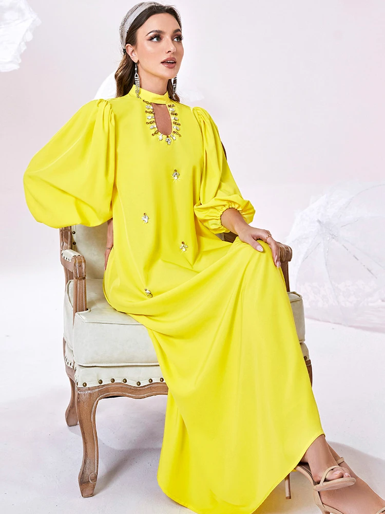 Eid Lantern Sleeve Party Muslim Long Dresses for Women Jalabiya Dress Abaya Kimono Maxi Robe Moroccan Caftan Party Vestidos 2023