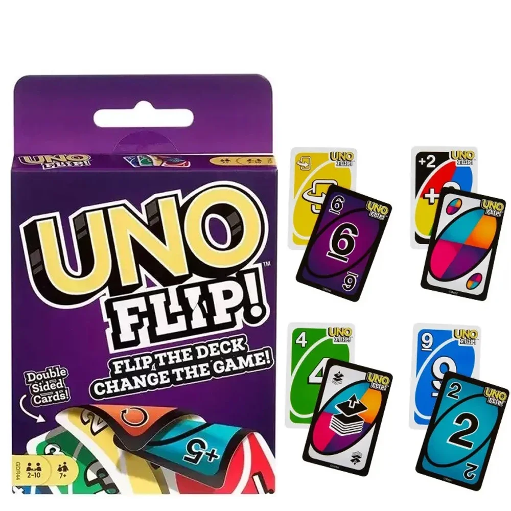 Mattel UNO 플립! 재미있는 게임 가족 엔터테인먼트 보드 게임, 재미있는 카드 놀이, 어린이 장난감 선물 상자, 우노 카드 게임, 어린이 장난감 