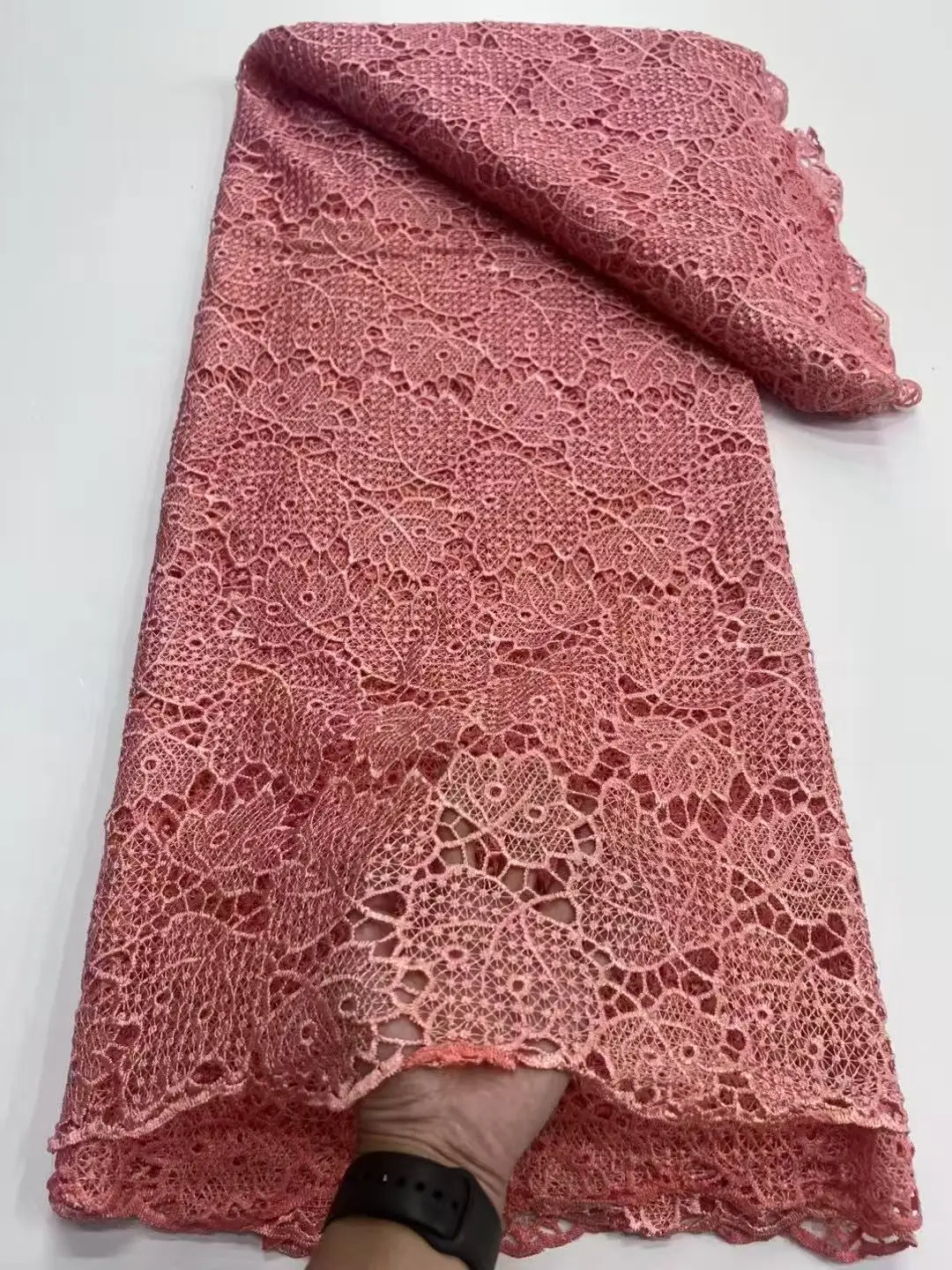 

2025 Quality African Glossy Cord Guipure Lace Fabric Sewing Handicraft Supplies For Dresses Party 5Yard/lot RL0416A1