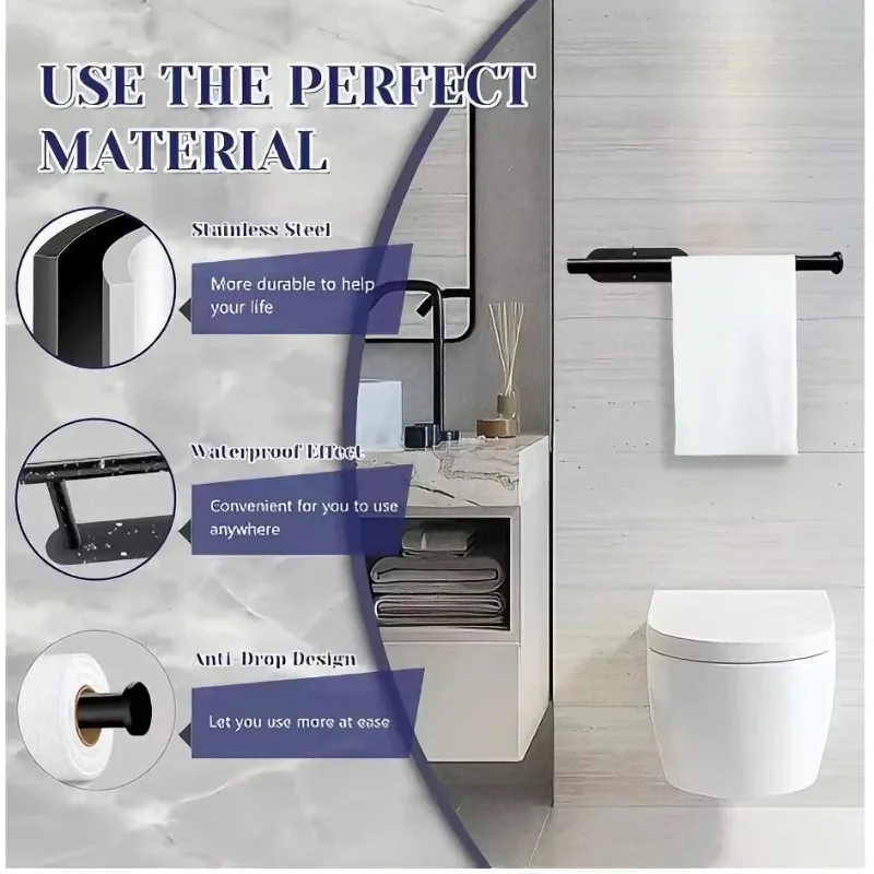 

Самоклеящийся держатель для туалетной бумаги Настенный устойчивый к ржавчине держатель для салфеток из нержавеющей стали для ванной комнаты, без сверления, компактный