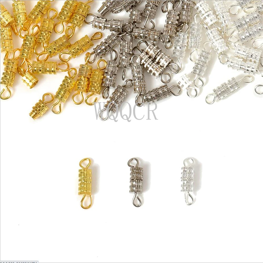 10-50pcs Cylinder Fasteners Buckles Screw Clasps Closed Beading End Clasp for Bracelet Necklace Connectors Jewelry Making DIY