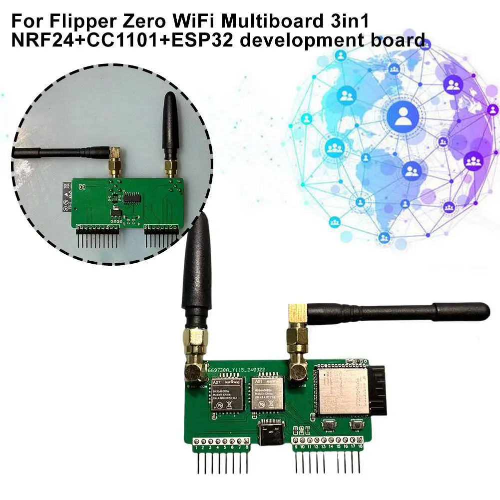 Development Board Expansion Board For Flipper Zero Accessory CC1101 NRF24 ESP32 3in1 Expansion Board With Multiple Functions ﻿