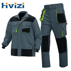 Work Clothes Men Welder Construction Site Green Engineering Clothes Polycotton Wear-Resistant Suit Labor Protection Jacket+Pants