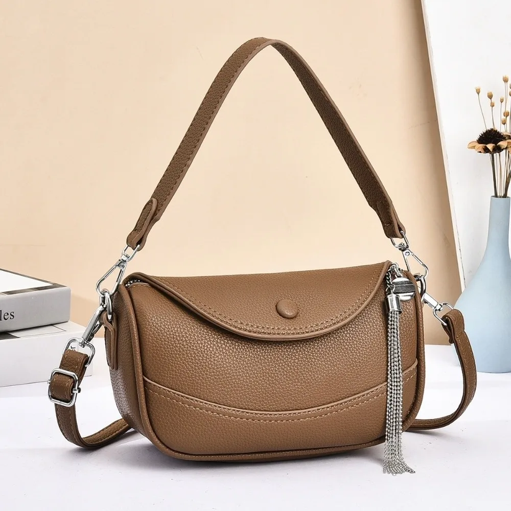 NEW Square Shape Crossbody Bag PU Leather Litchi Grain Texture Small Saddle Bag Minimalist Style Underarm Bag Urban Lifestyle