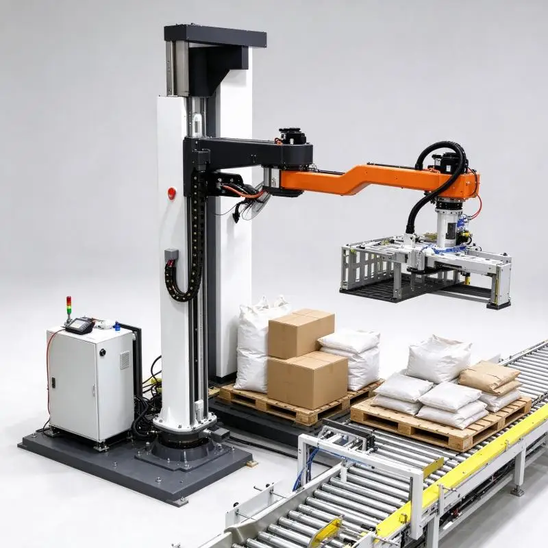 Column Palletizer Automatic Column Palletizing System Custom Stack Pattern For Chemical Bag Pallet Arrangement