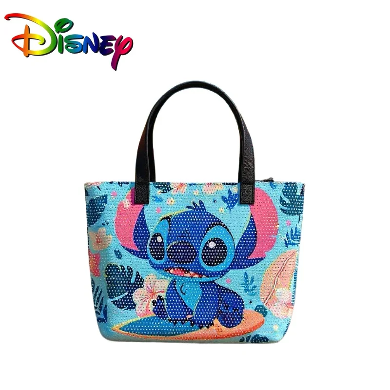 

Сумка-клатч Disney Stitch класса люкс из замши и холста с принтом, стразами, мультяшным дизайном, простая, через плечо, для женщин, модная, для повседневного использования