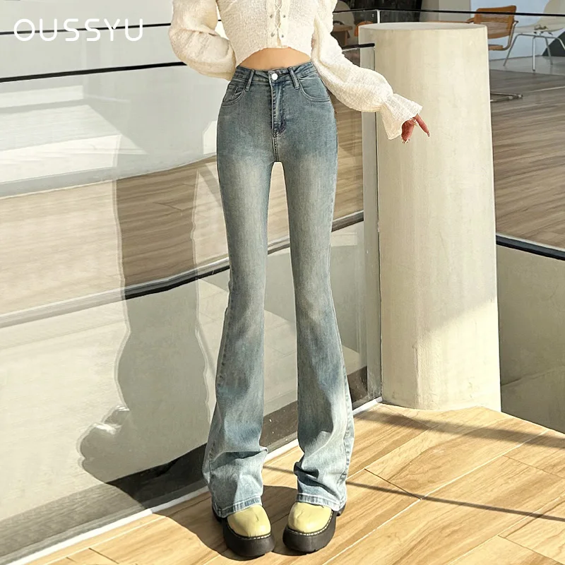 

Flared Jeans Women High Waist Vintage Wide Leg Cargo Pants Woman Y2k Casual Fashion Streetwear Loose Denim Trousers Female
