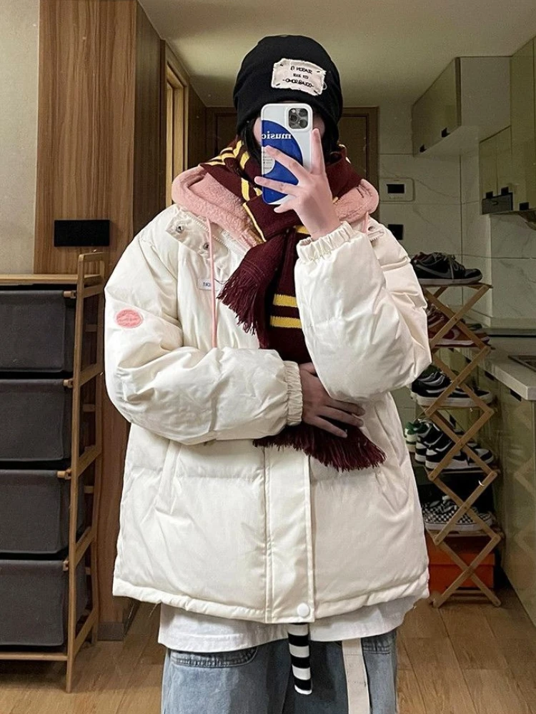 

Утепленные парки, женские свободные теплые осенне-зимние пальто, корейская модная нежная верхняя одежда, уличная одежда с капюшоном, эстетичная Harajuku Ins