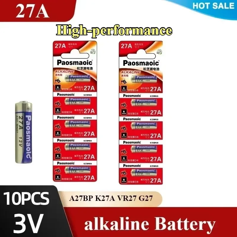 

Alkaline Battery A27BP 5PCS 27A K27A VR27 MN27 R27A G27A MS27 GP27A L828 12V for Alarm Clock Wireless Mouse V27GA ALK27A