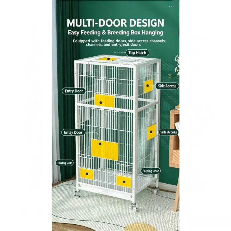 Square tube bird cage, bold frame, bird villa tiger skin parrot cage, Xuanfeng starling bird cage, breeding box L-large