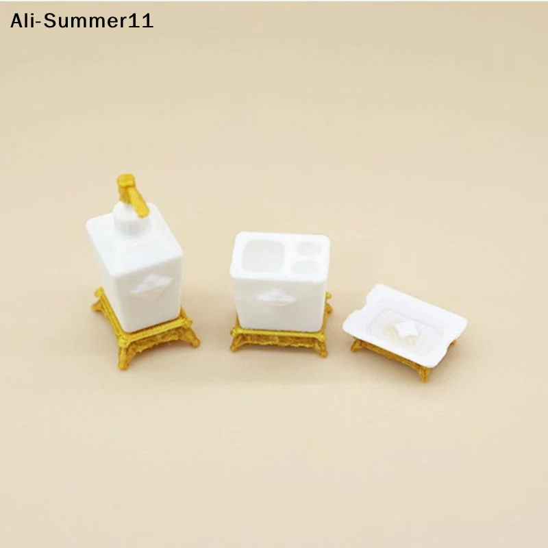 【Mm】1/3Pcs Nordic Lotion Bottle & Soap Dish Mini Toothbrush Holder Model 1:12 Scale Dollhouse Miniature Bathroom Accessory Set