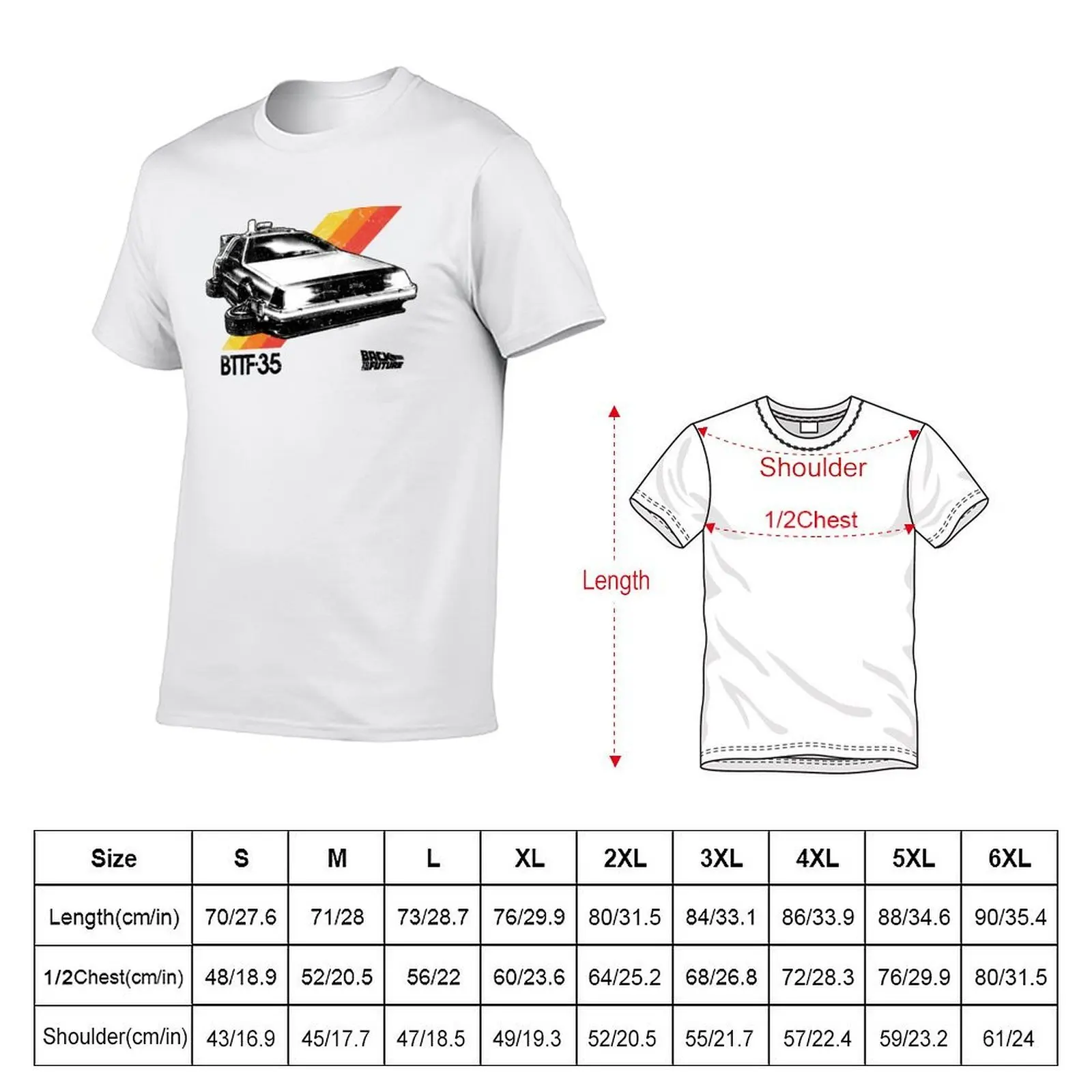 Back To The Future 35th Retro Stripe DeLorean T-Shirt man tshirt man t shirt luxury t shirt man cotton T-Shirt