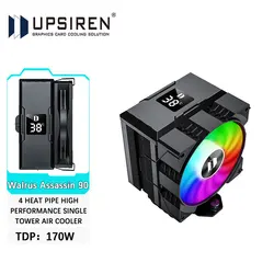 UPSIREN Walrus Assassin 90 Display digitale 4 Heatpipe CPU Cooler 92mm Ventola di raffreddamento Radiatore Dispositivo di raffreddamento dell'aria per LGA1700/1200 AM4 AM5