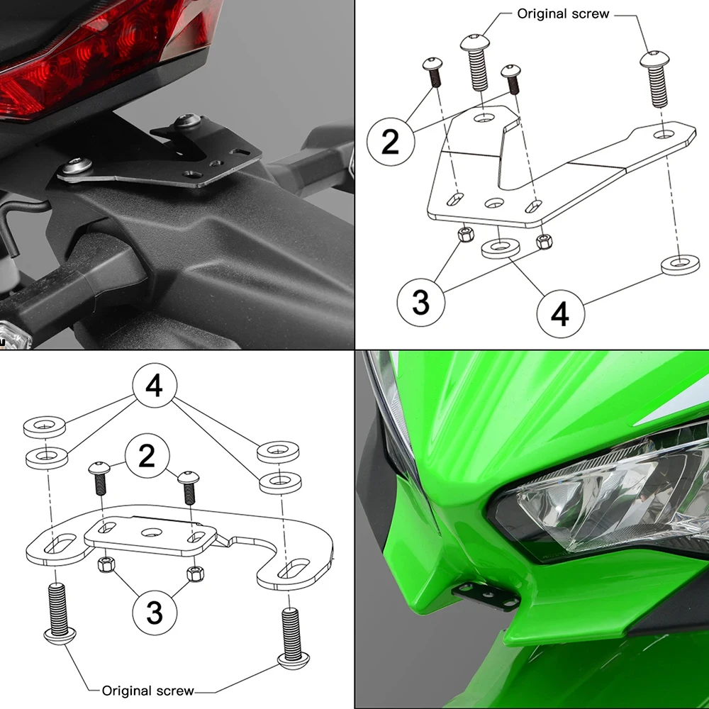 NINJA500 Motorcycle Accessories Front Rear DVR Data Logger Navigation Bracket Holder Parts For Kawasaki Ninja 500 2024 2025