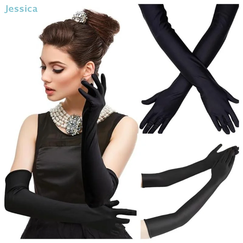 ♥Long Masquerade Party Black Gloves Comfortable Breathable