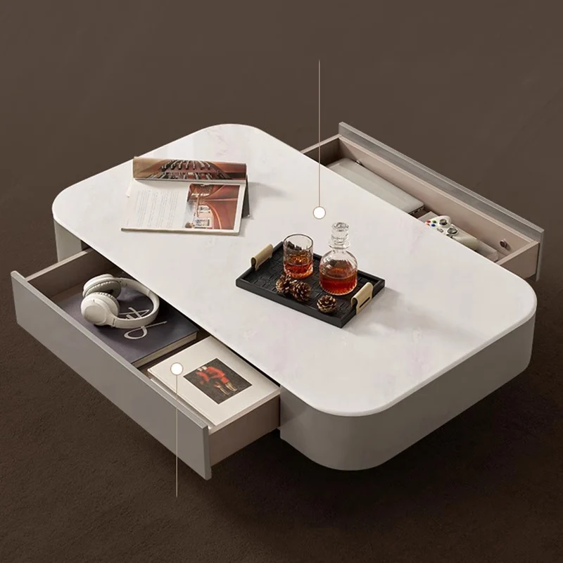 أدراج عشاء طاولة القهوة غرفة نوم فاخرة غرفة المعيشة الحديثة المطبخ طاولة جانبية تتحرك Kaffee Tische أثاث النمط الصيني