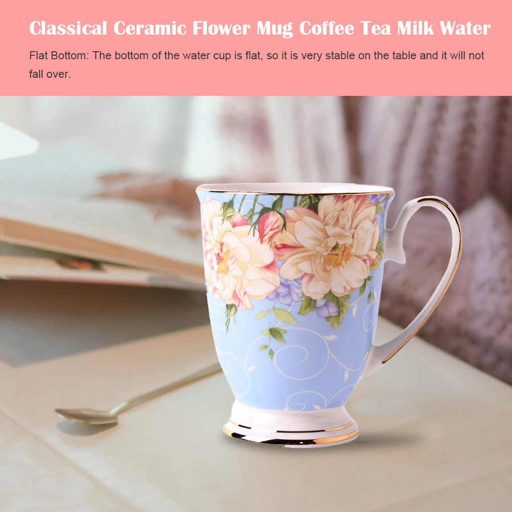 Flower Mug Coffee Milk Water Ceramic Mugs Cup Office Vintage Supplies