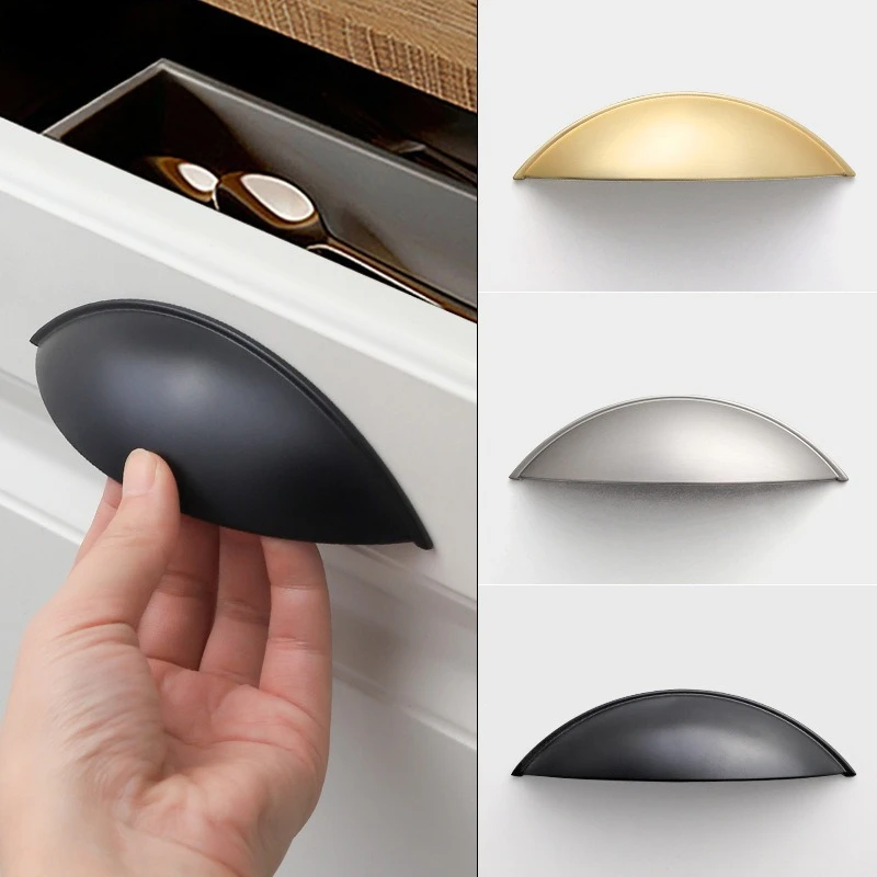 Manufacturer Creative Shell Handle Wardrobe Drawer Handle Semicircle Black Gold Cabinet Furniture Hardware Cabinet Handle