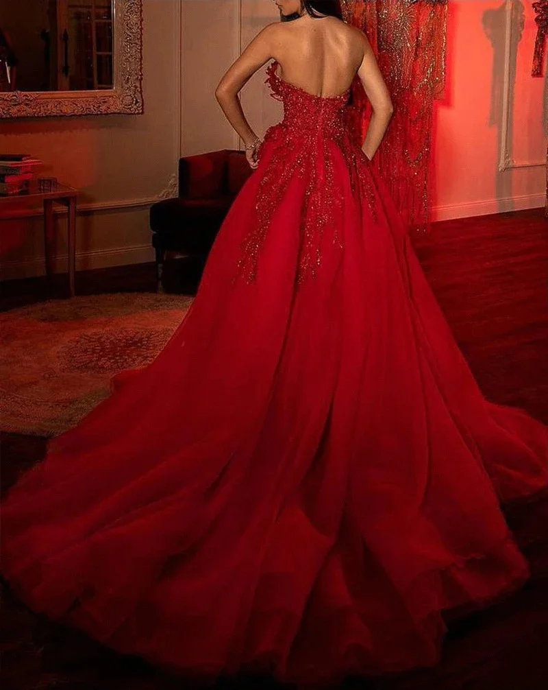 Fashion Elegant Red A-Line Backless High Slit Woman Formal Wedding Guest Evening Prom Dresses Cocktail Off Shoulder