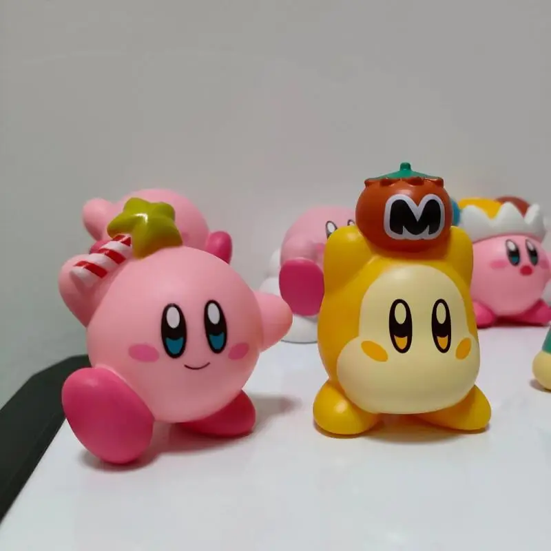 Cartoon Kirby Anime Games Figures Creative Pink Kirby Solid Dolls Ornaments Toys Cute Twisted Eggs Props Mini Cake Plug-in Model