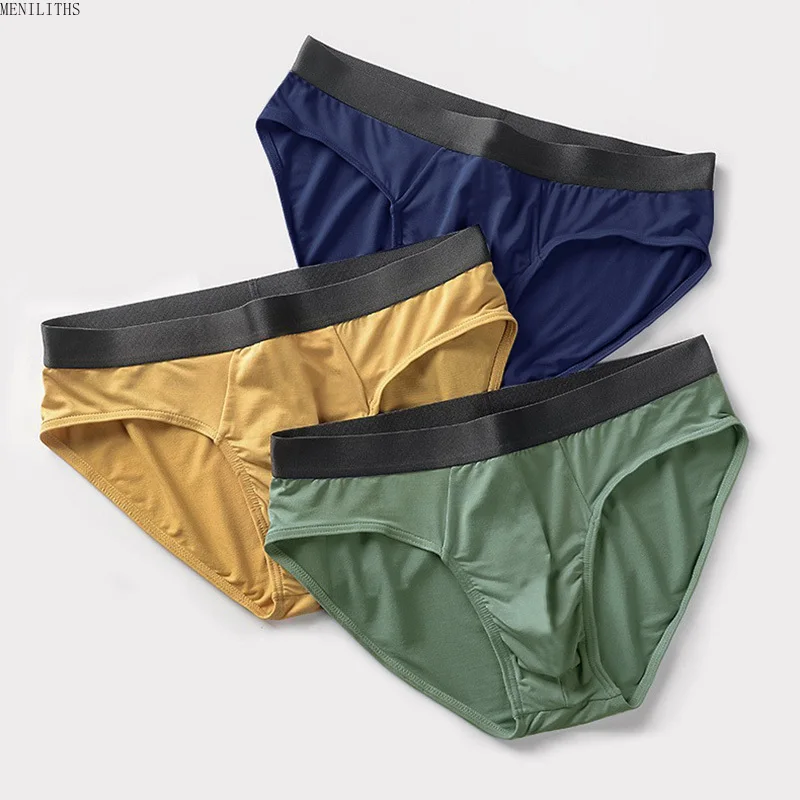3pcs solid color men's underwear simple everyday four seasons men's briefs comfortable breathable underwear