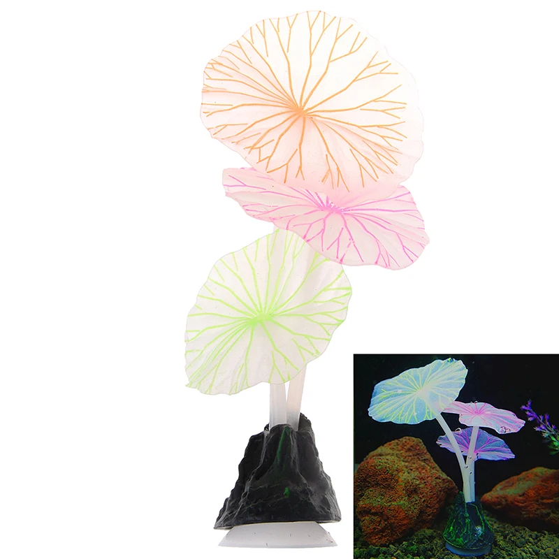 Fluorescent Artificial Coral Reef Glowing Lotus Leaf Mushroom luminous Stones Aquariums Fish Tank luminous Decor Accessories