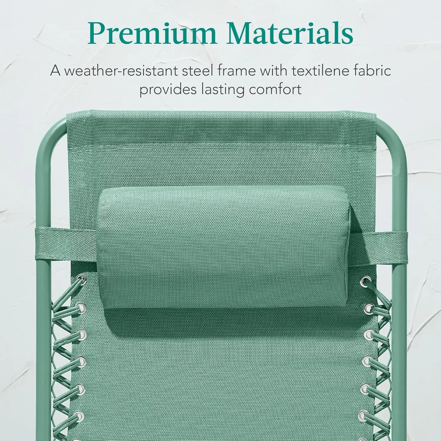 Adjustable Premium Color Zero Gravity Chair, Monochromatic Folding Patio Recliner w/Side Tray, Headrest - Seafoam image 6