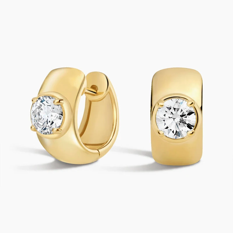 

Unisex Moissanite Hoop Earrings, 5mm 0.5ct Round Cut Huggie Earrings, 10.5mm Inner Diameter Copper Earrings, Elegant Everyday Je