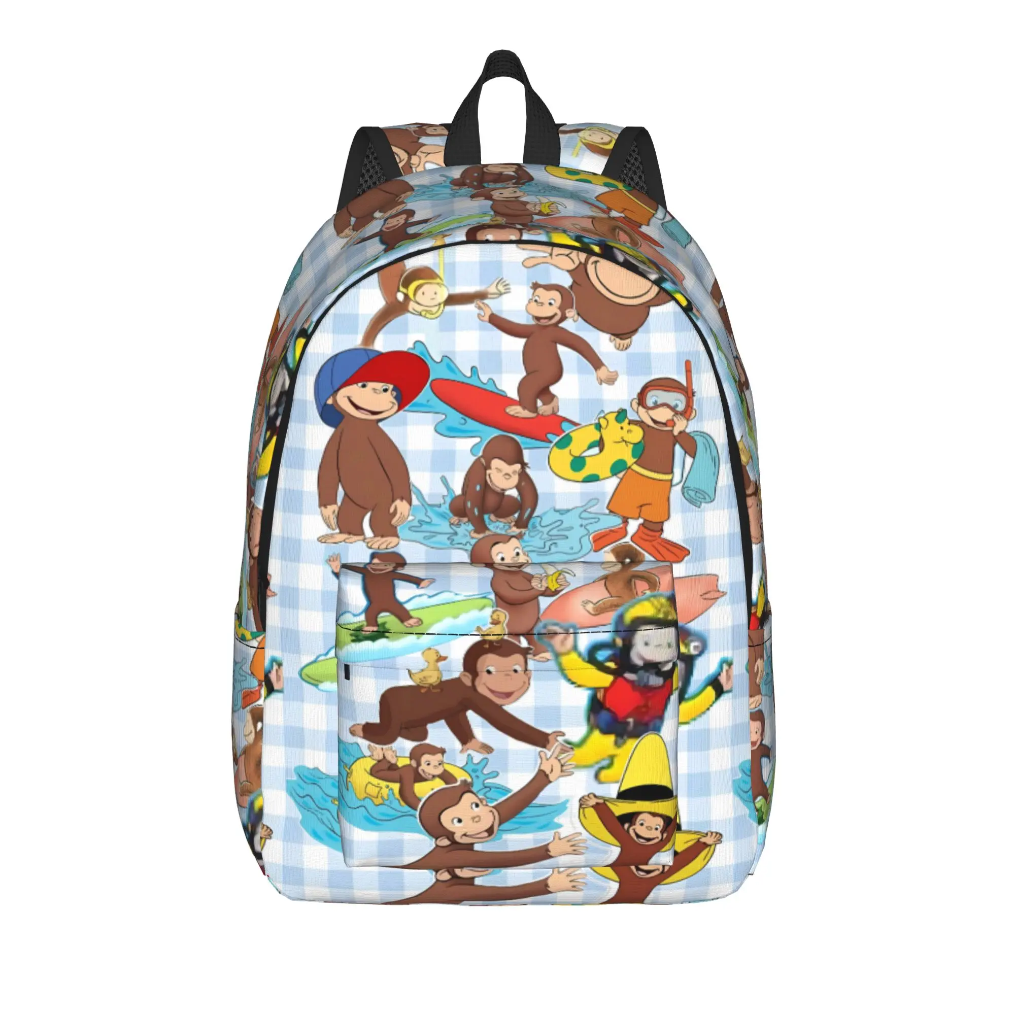 C-Curious George Backpack  Aesthetic Backpacks Men Travel Large High School Bags Custom Rucksack