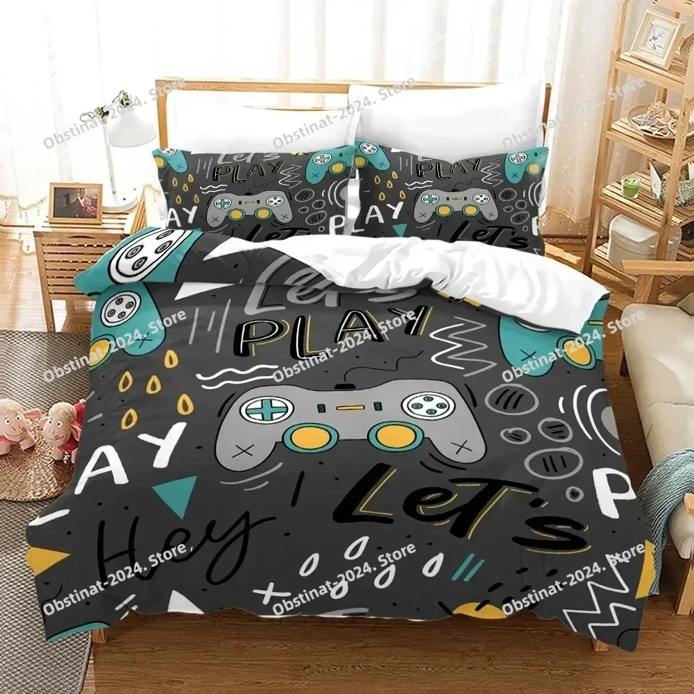 Gaming Duvet Cover Set Gamer Room Decor for Boys Kids Teens Video Games Twin Bedding Set Gamepad Bedspread Decor Home