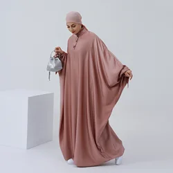 Vestido muçulmano para mulheres, cor sólida, longo, manga batwing, abaya, roupas islâmicas, dubai, kaftan