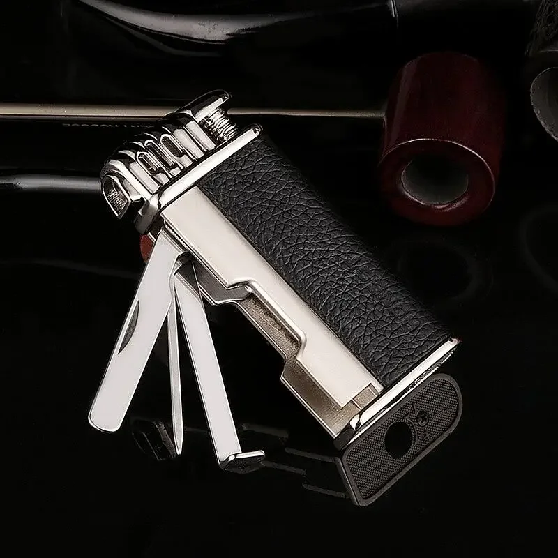 2024 New Honest Multifunctional Pipe Turbo Windproof Metal Lighter Portable Refillable Gas Butane Lighter Men\'s Cigarette Gadget